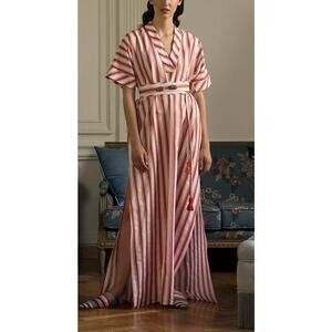 Evi Grintela Mamounia The Shirt Dress Womens S Multi Striped Maxi Belt Cotton